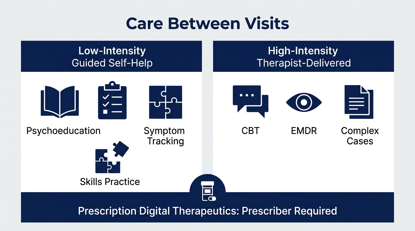 Between-Visit Care for Psychiatry: Digital Support Without Overpromising infographic